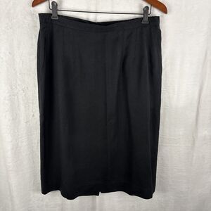 Vintage Danae Black Linen Blend Straight Pencil Skirt Size 18